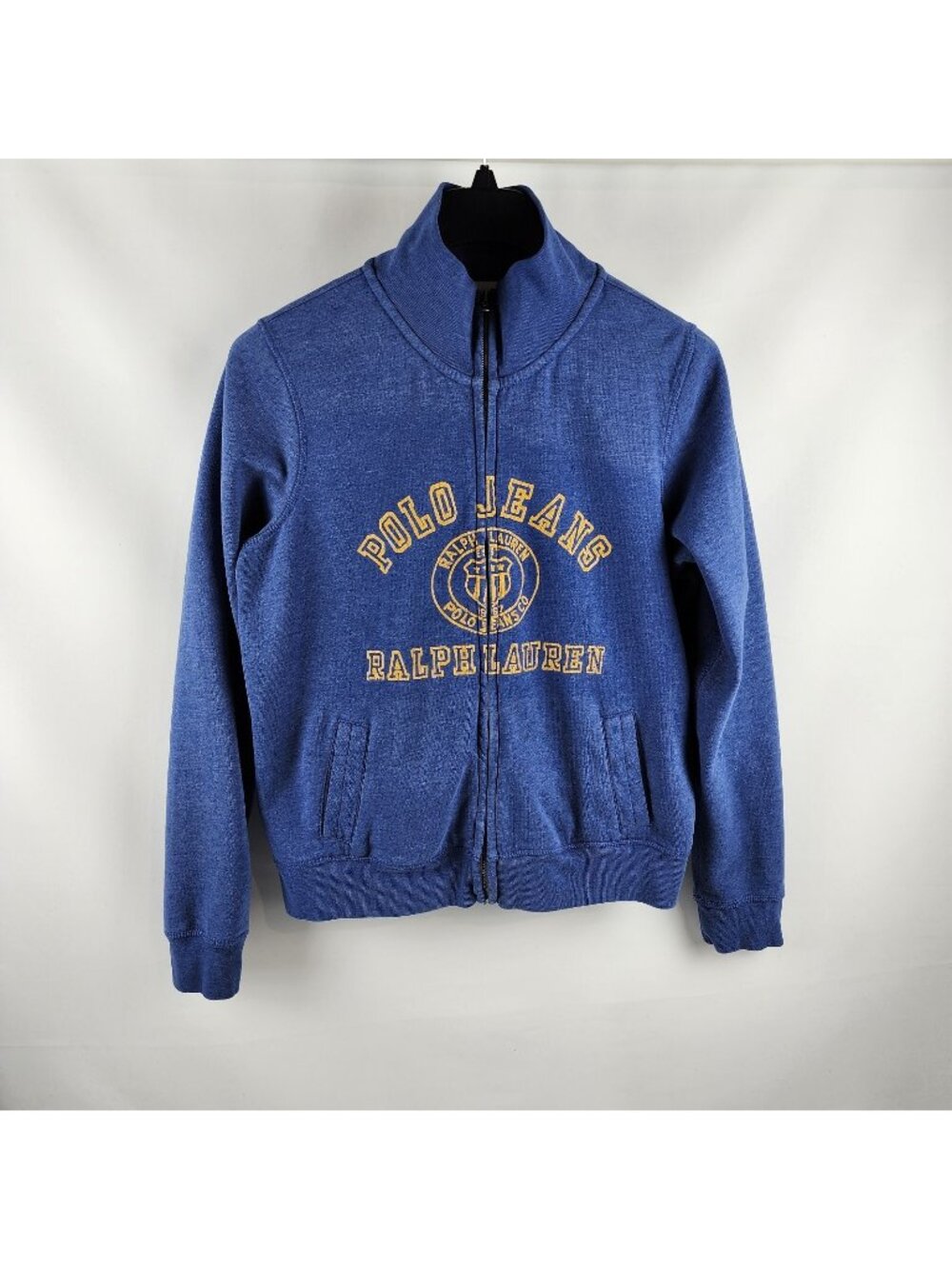Polo Jeans Ralph Lauren Full Zip Spellout Logo Sweatshirt Jacket Pockets Blue XL